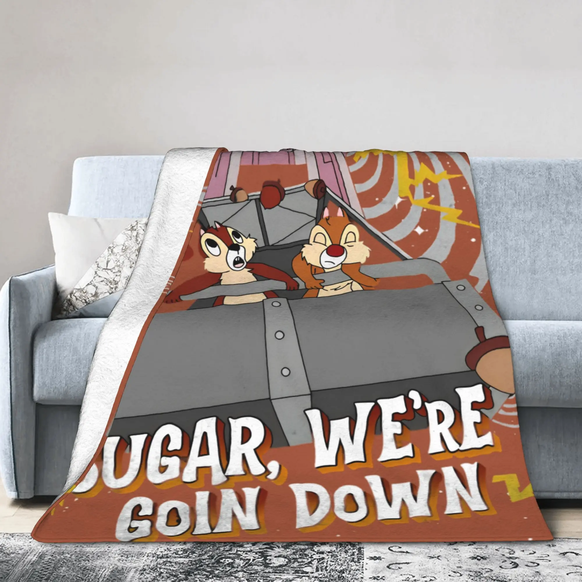 

Tower of Terror Chip and Dale Wool Blanket Wer'e Goin Down Chip n Dale Throw Blankets for Home Hotel Sofa 150*125cm Rug Piece