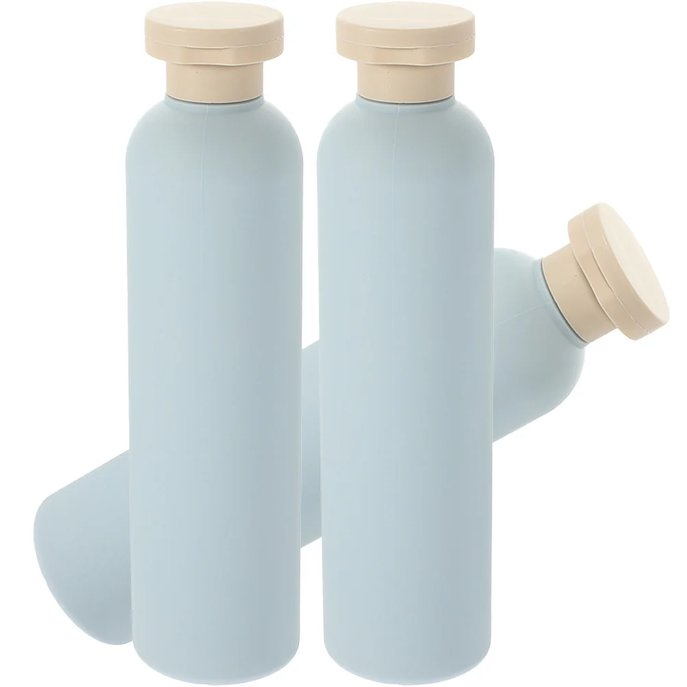 3 Pcs Bottled Shower Gel Light Blue Flip-top Lotion 260ml Shampoo Travel Shampoos Toiletry Bottles Squeeze Hdpe Plastic and