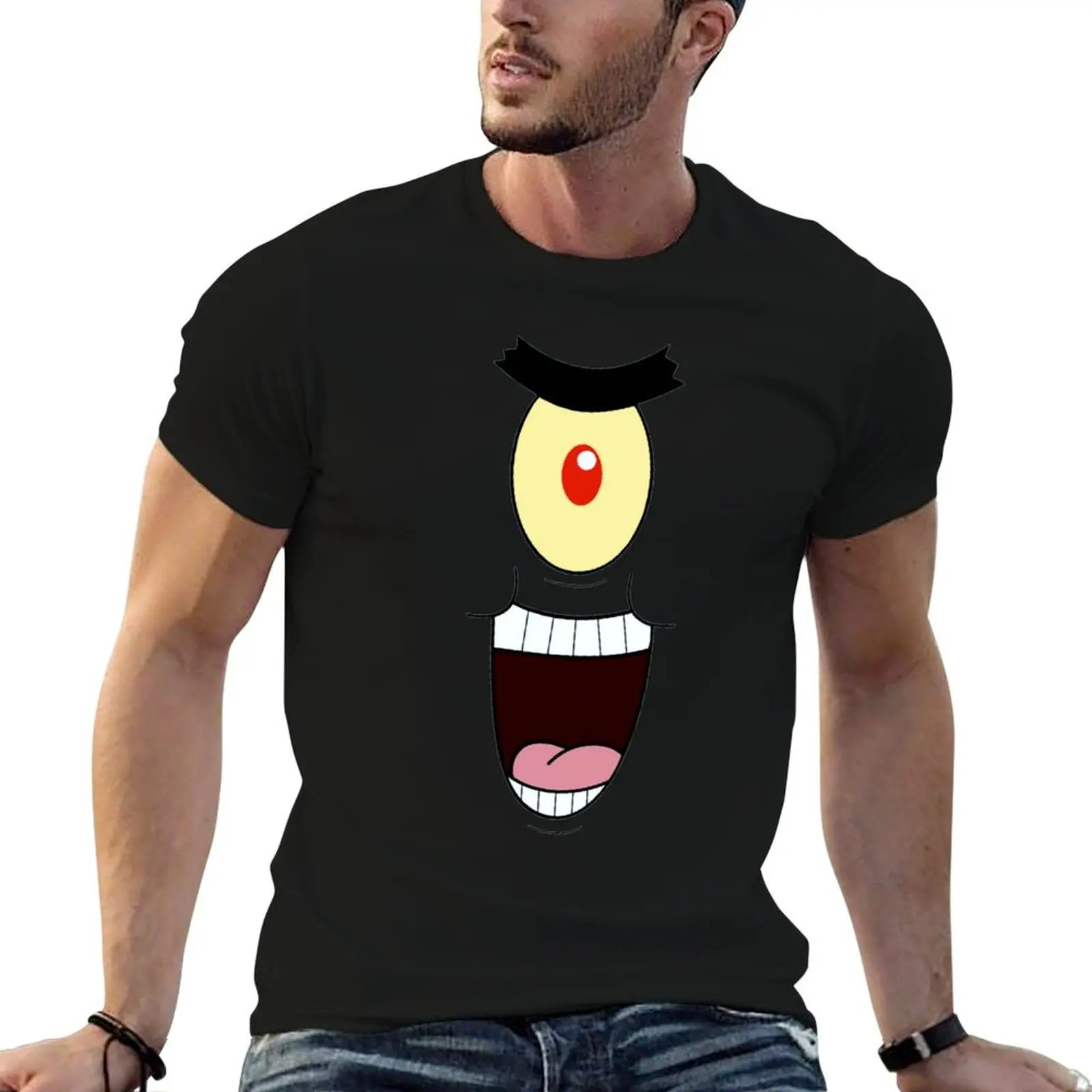 Plankton Evil and Funny Laugh T-Shirt custom shirt graphic t shirt vintage cotton graphic tees fitted t shirts for men