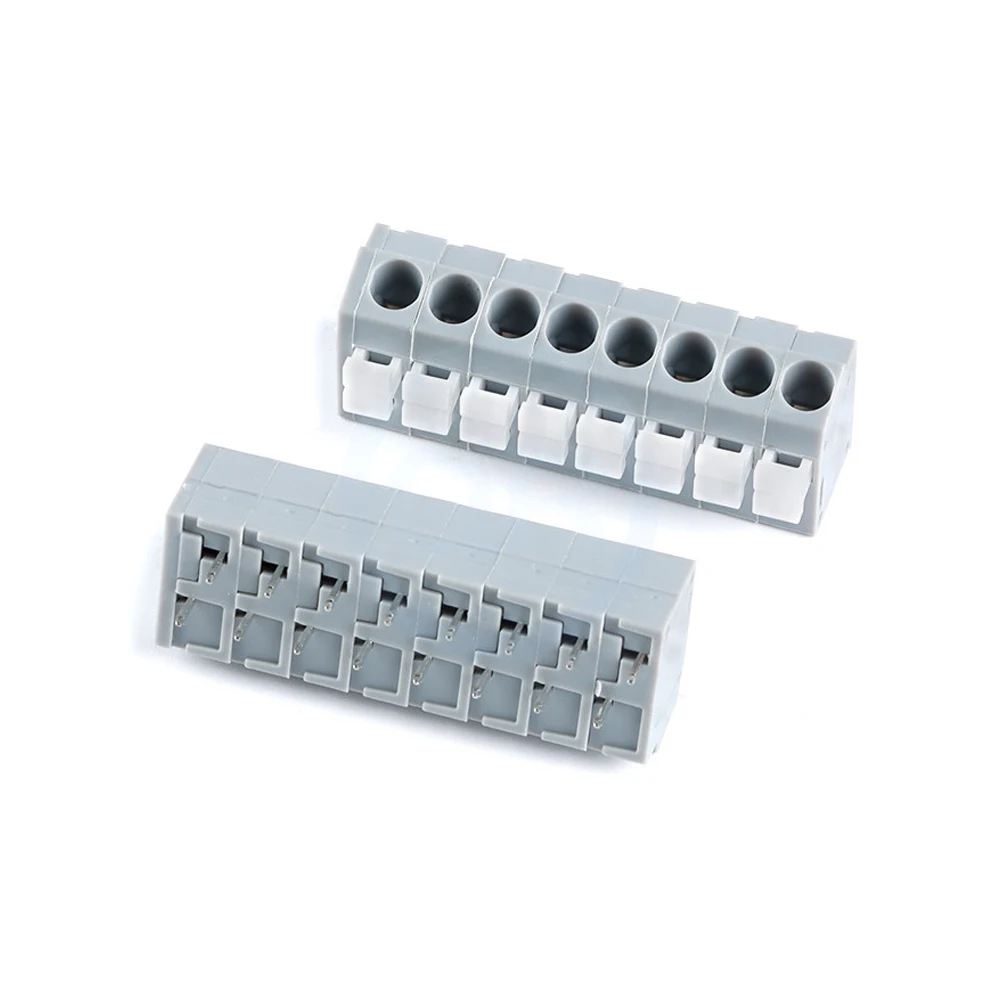 (5 قطعة) KF202 - 5.0 صف مزدوج مستقيم التوصيل 5.0 مللي متر الملعب الربيع محملة PCB محطة كتلة 2-8Pin