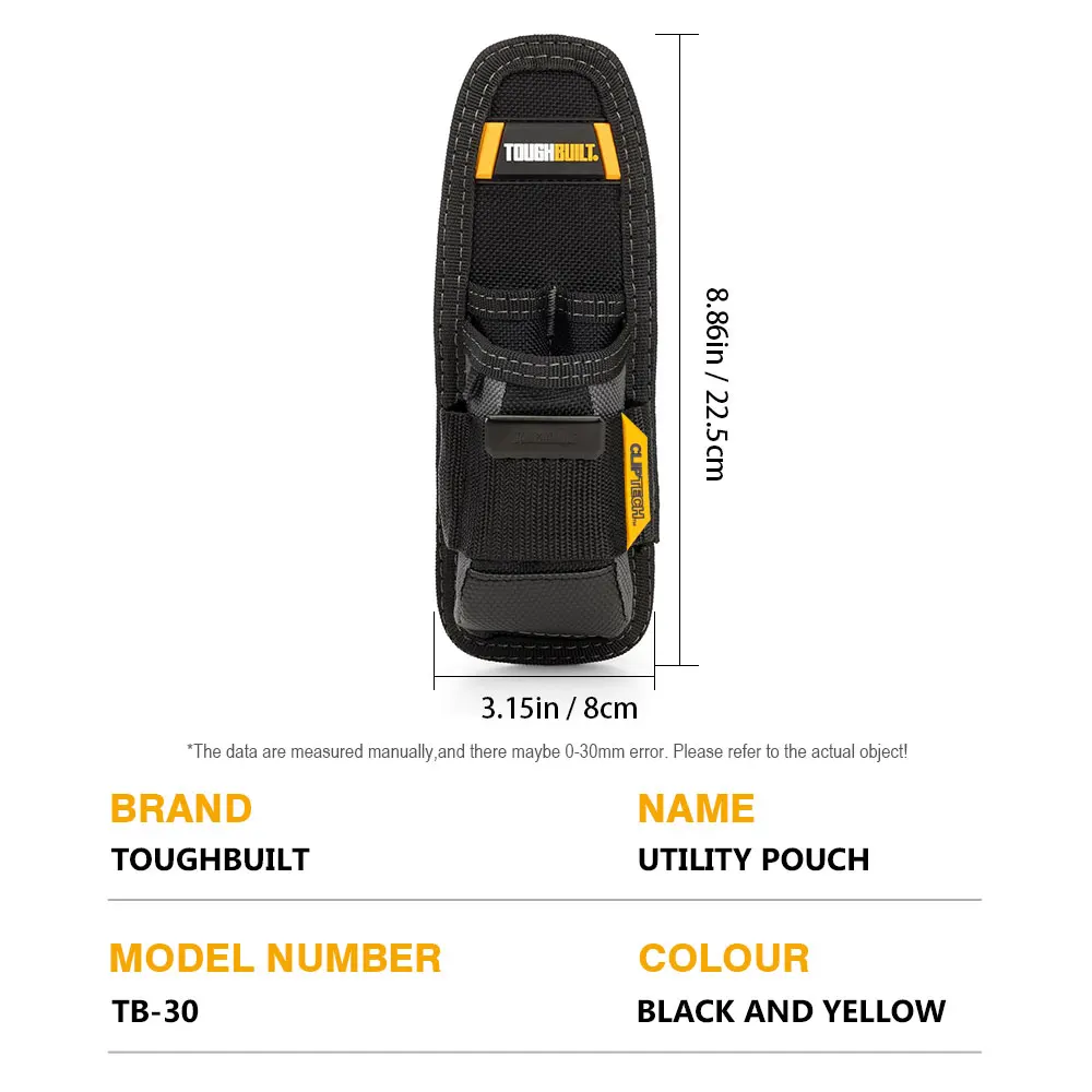 Premium TOUGHBUILT TB-30 Werkzeugtasche Kompaktes Multi-Taschen-Design für Baustelle & Heimwerkstatt – Detail 7
