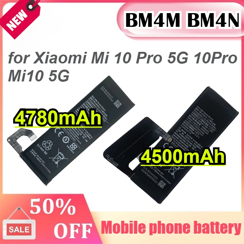 

BM4M/BM4N 4500/4780mAh for Xiaomi Mi 10 Pro 5G 10Pro Mi10 5G High Quality Large Capacity Mobile Phone Battery