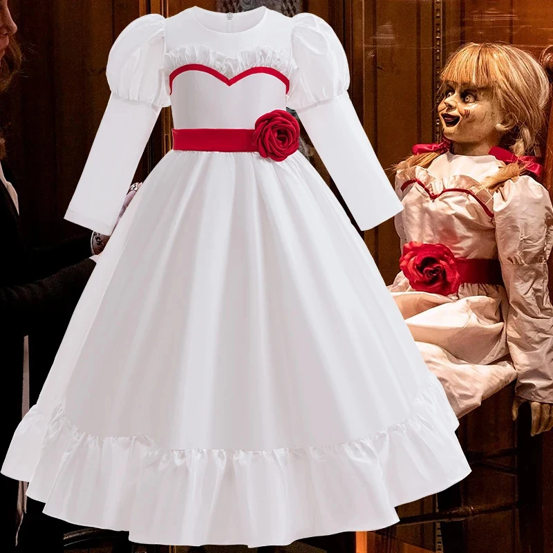 

❤2026❤ New Summoning 4Cosplay Annabelle Dress Halloween Horror Dress White Dress 3-10 Year Old Girls Halloween Ball Dress❤