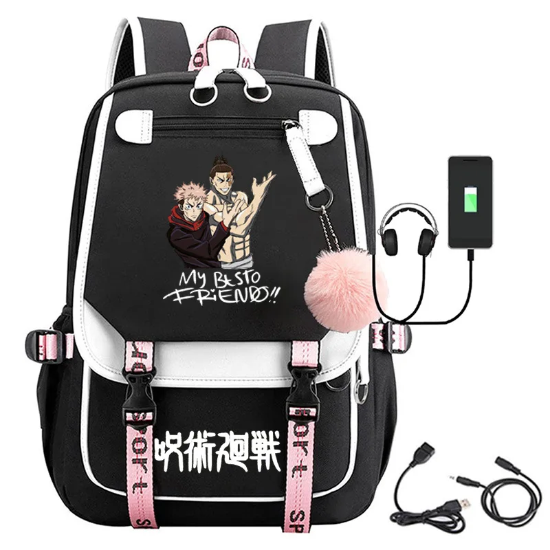 

Jujutsu Kaisen Cartoon Anime Backpack Primary And Middle School Students Boys Girls Schoolbag Women Men Oxford Waterproof Bag