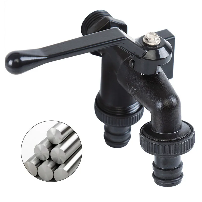 1Pcs Black Copper Faucet Outdoor Garden Anti-Freeze Bibcocks With Dual Outlet For 1/2 Inch Outdoor Hose Faucet Garden