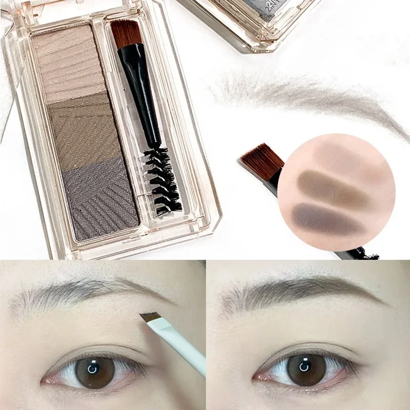 Waterproof Eyebrow Powder Palette Makeup 3Color Lasting Matte Eyebrow Enhancer Natural Lasting Eye Shadow with Brush Cosmetics