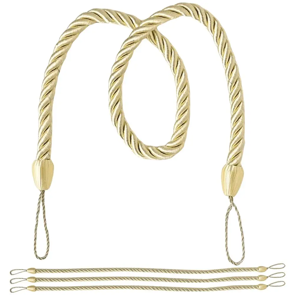 

Curtain Tieback Rope Set 4 Pcs Drapery Holdbacks Window Decorative Straps Natural Style Fixing Tying Accessories
