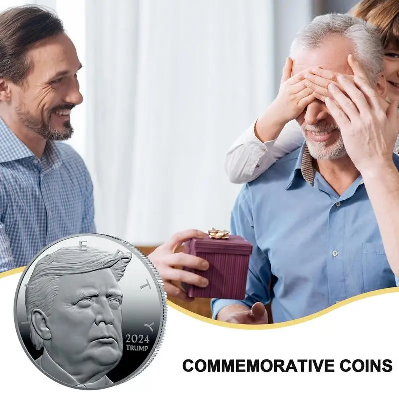 Koleksi koin peringatan Trump 1 buah, perhiasan dekoratif koleksi koin 2024 tahan pudar untuk koleksi dan hadiah