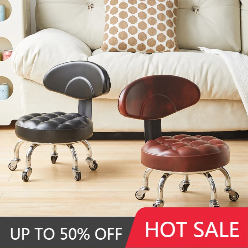 Wheel Small Stool Beauty Salon Chairs Pulley Low Rotation Shoe Stool Children Living Room Beautiful Swivel Chair Salon Equipment