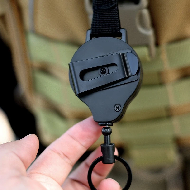 Keychain Outdoor Anti-theft Badge Reel 70cm Retractable Length 360° Rotatable Belt Hook Fishing Key Ring Badge Holder Reels Clip