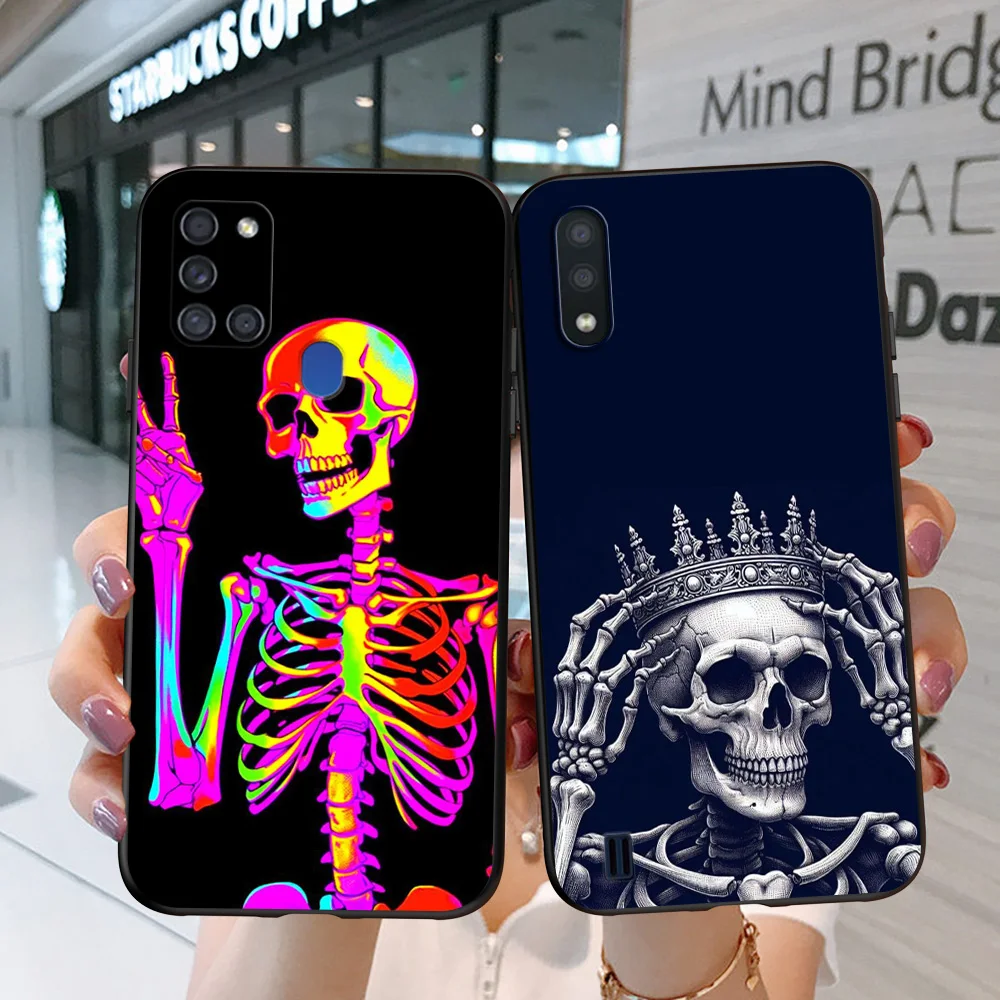 Black tpu Case For Samsung Galaxy A50 50S A30S A10 A01 A11 A21S A31 A41 A51 A71 Cover Legend Skull Art