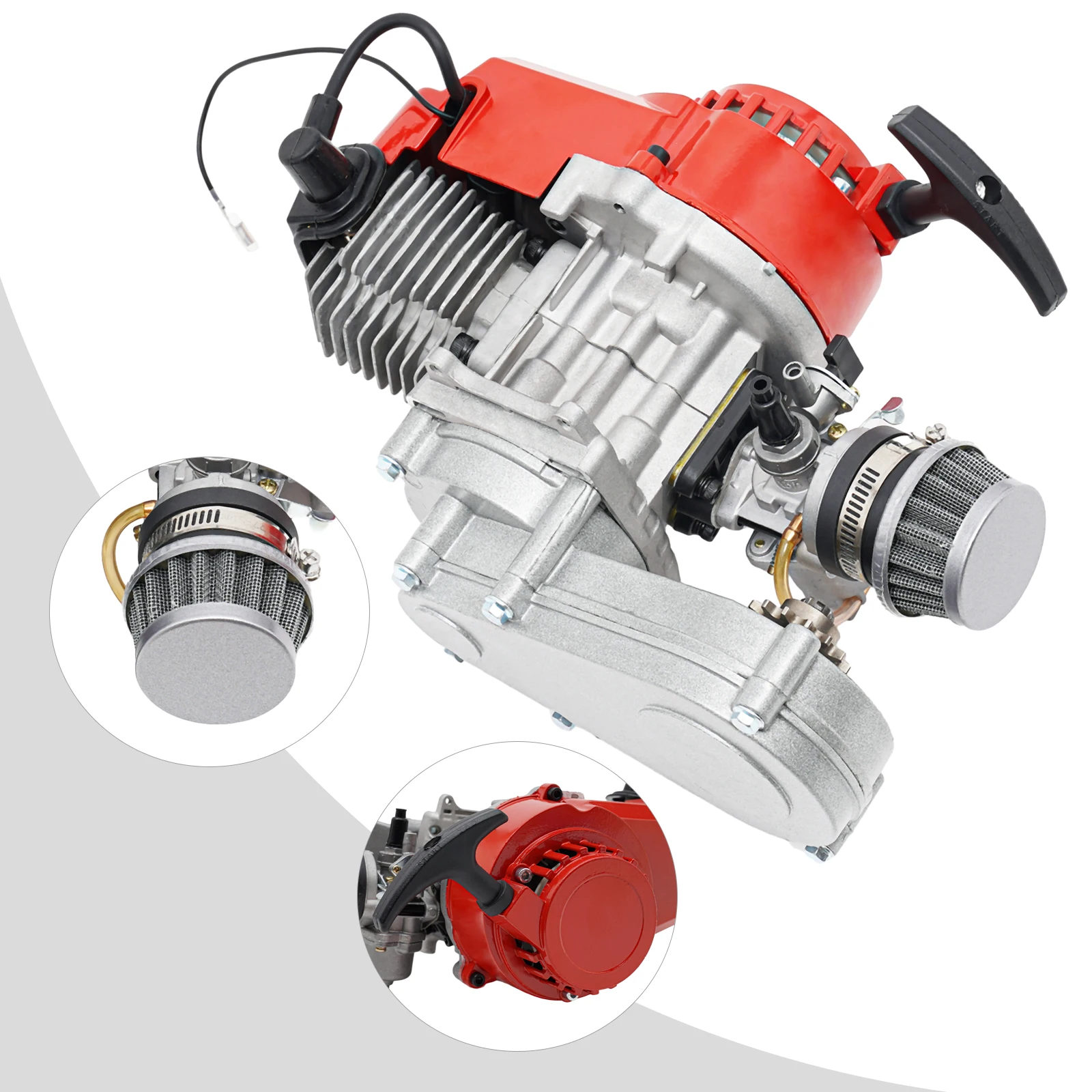 49CC 50CC 2-Stroke Pull Start Engine Motor for Mini Dirt Bike Pocket Bike ATV Scooters 2-Stroke 49CC Gasoline Engine Motor