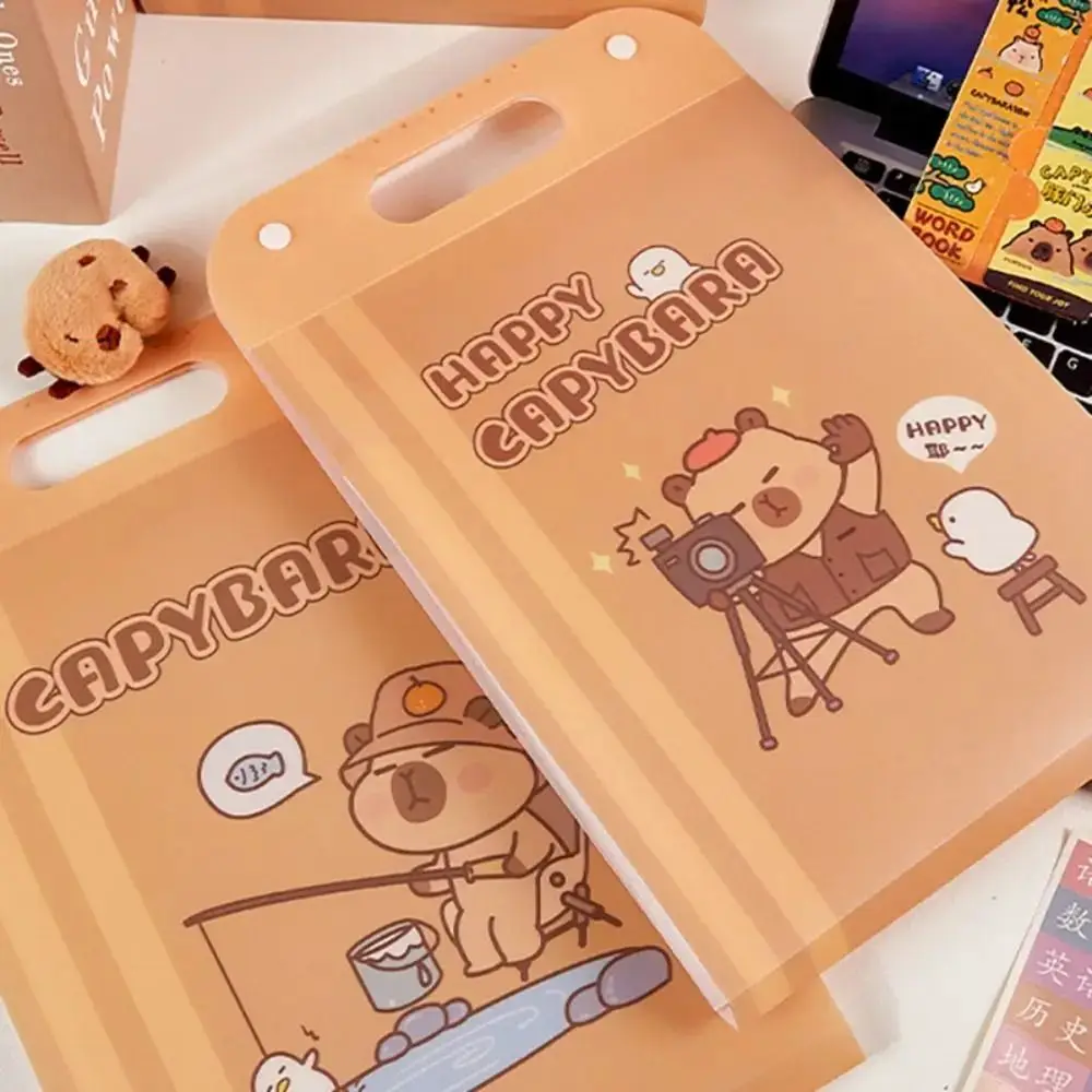 Vertical Capybara File Storage Holder Bellows bag 13 Pockets Capybara Homework Orginizer Large Capacity Waterproof