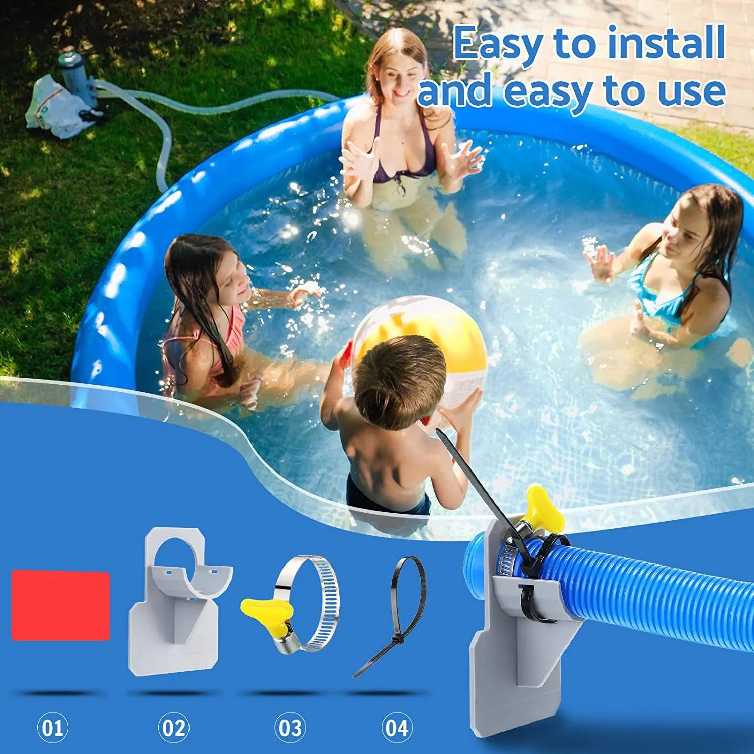 Swimming Pool Pipe Holder Mount Supports Pipes 30-38mm for Intex Bestway Ground Hose Outlet with Cable Tie piscinas kids adults