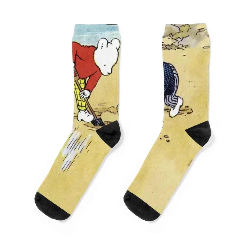

Rupert and Badger on the Beach Socks men cotton high quality short FASHION Heating sock Socks For Man Women's