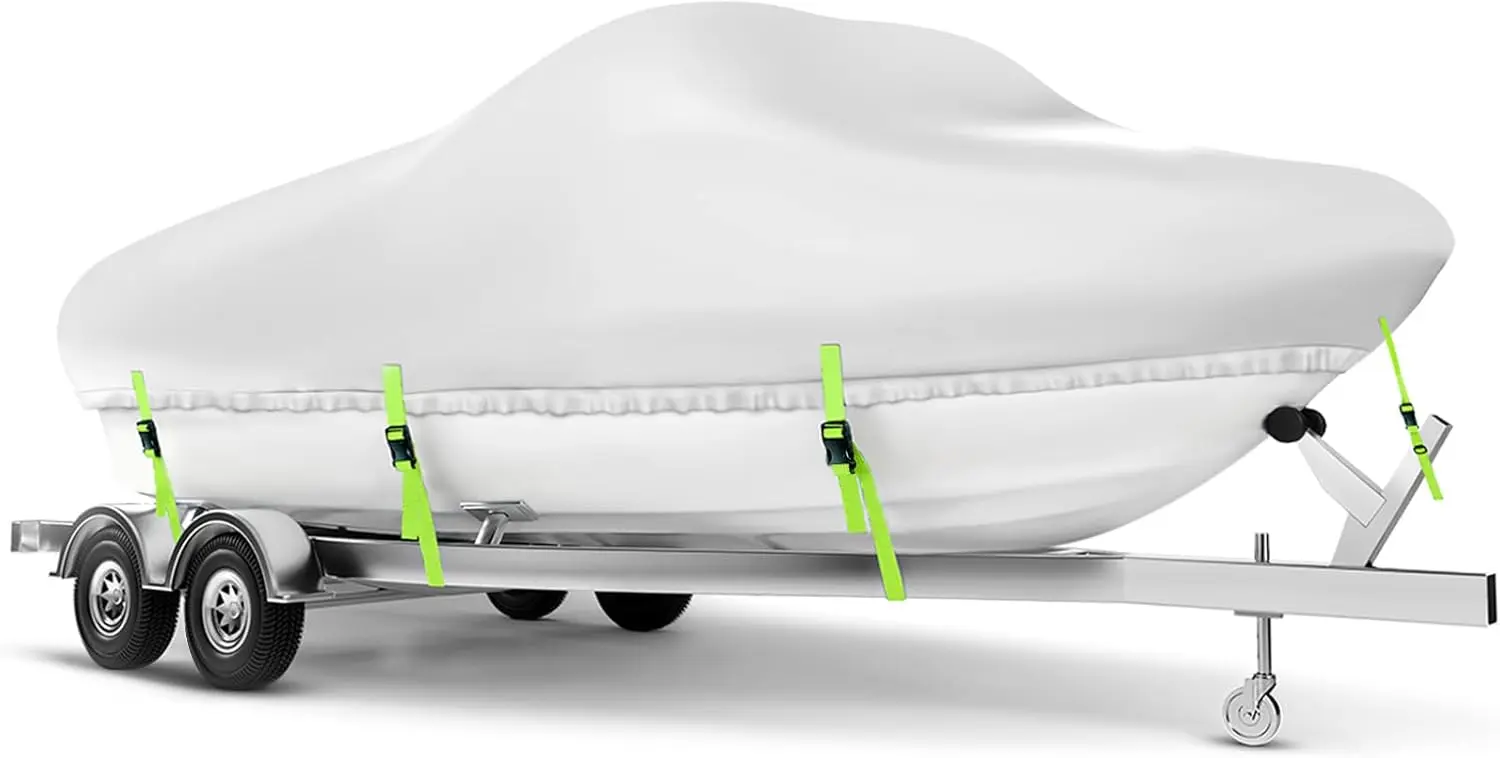 

Boat Cover 24-26 ft, Heavy Duty 900D Waterproof, Fits Bass V-Hull Tri-Hull Runabout Jon Fishing, Trailerable, Beam 135 in