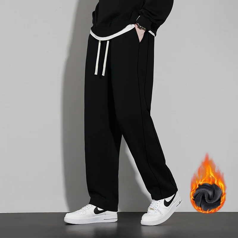 Men's Baggy Fashion Sports Pants Drawstring Basketball Straight Loose Jogging Wide Outdoor Casual Pants Available in Four Colors