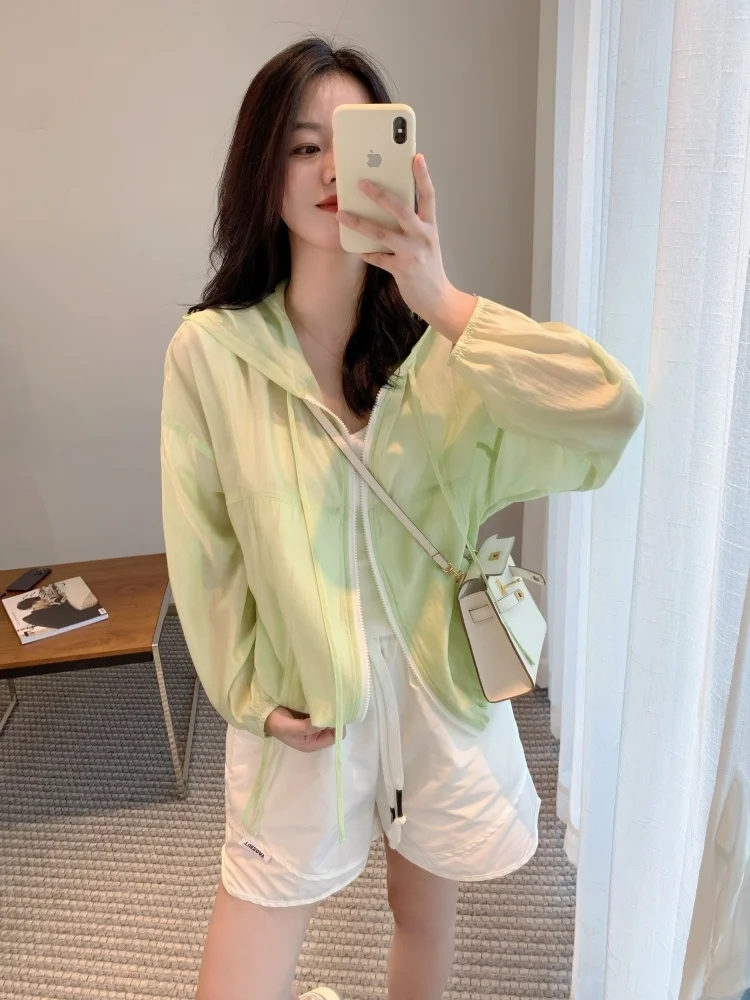 

Женская летняя свободная тонкая шелковая верхняя одежда для защиты от солнца, легкое модное пальто из ледяного шелка