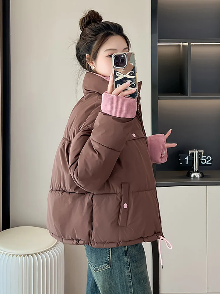 Vielleicht New Spliced Short Winter Clothes Women Parkas Coat Casual Stand Collar Stylish Winter Puffer Jacket Female Outerwear