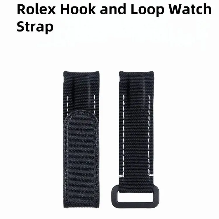 20mmナイロン製フックアンドループ式時計ストラップ、ダブルスプリングバー、カーブエンド、ロレックスデイトナ時計バンド対応