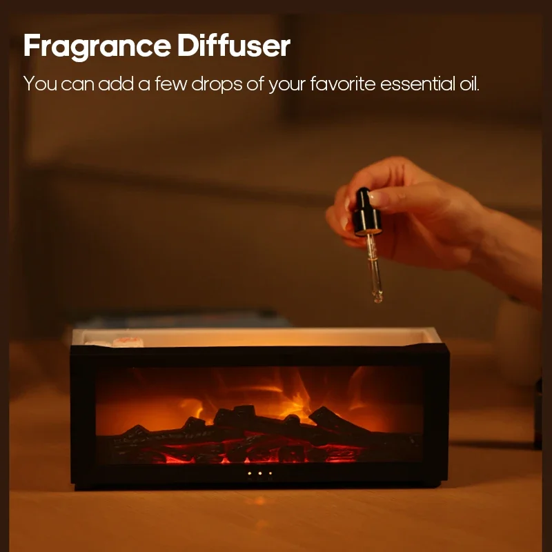 Colorful Flame Fireplace Aroma Diffuser 150ml Waterless Auto-Off Air Humidifier with Timer Remote Control for Home Bedroom Gift image 5