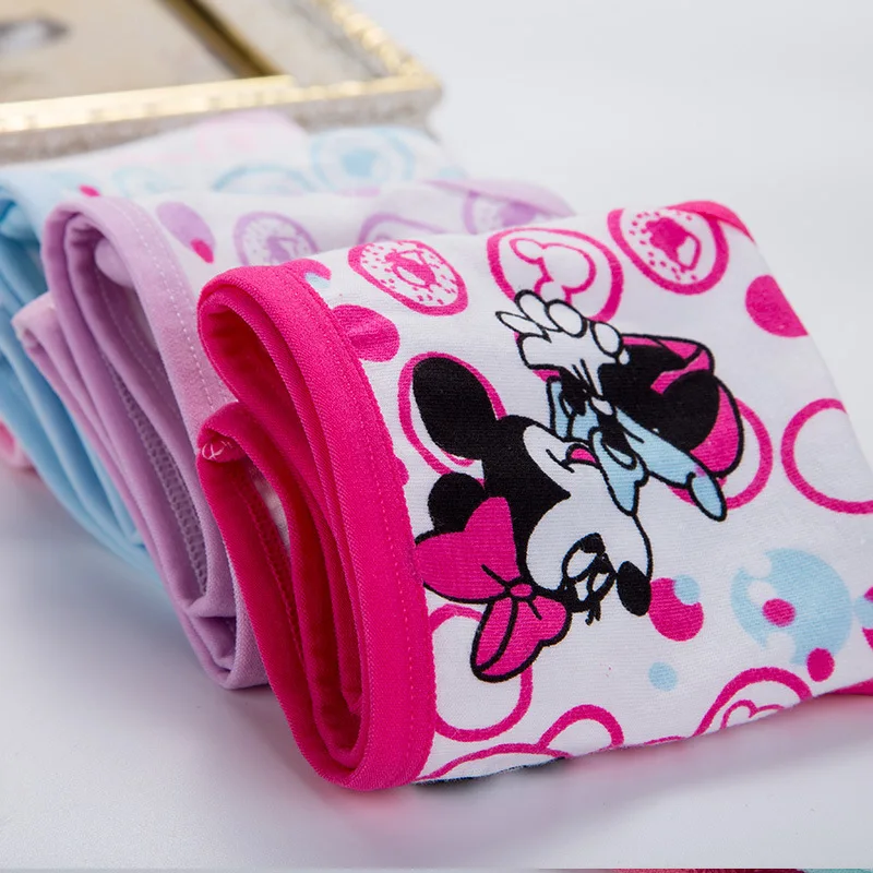 Disney Anime Minnie Mouse Underwear Kawaii Mickey Mouse Princess Pants Cartoon Girl Children Cotton Briefs  Random 1pcs