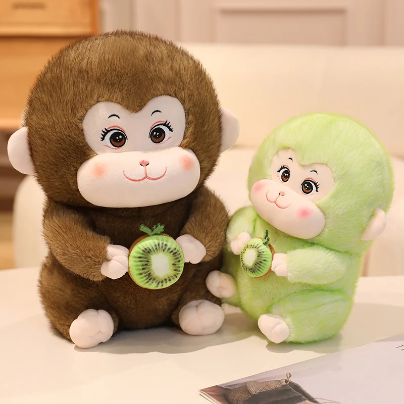 

18-45cm Creative Green Brown Kiwifruit Monkey Plush Toys Kawaii Stuffed Animals Soft Funny Kids Accompany Dolls for Girls Gifts