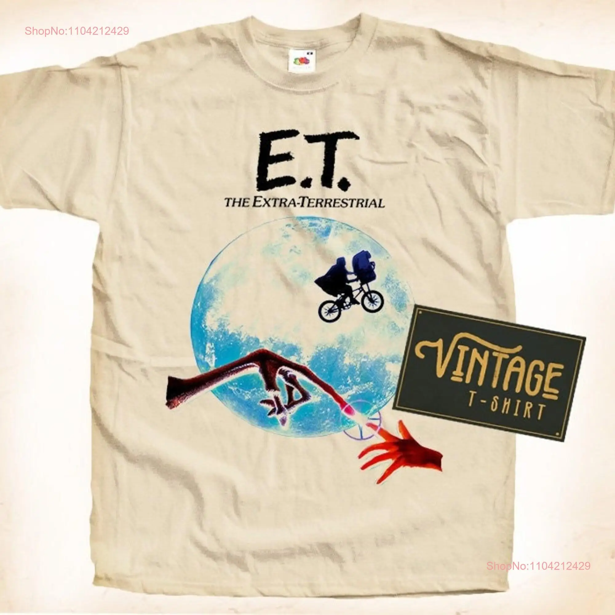 E T The Extra Terrestrial V1 Shirt Vintage Natural color Men's DTG Digital Print SIZES S M L XL 2XL 3XL 4XL 5XL