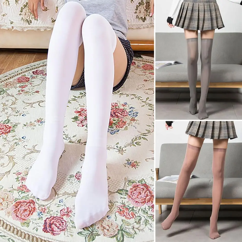 Sexy Black White Soild Color Long Socks Women Over Knee Thigh High Over The Knee Stockings Lolita Ladies Girls Warm Knee Socks