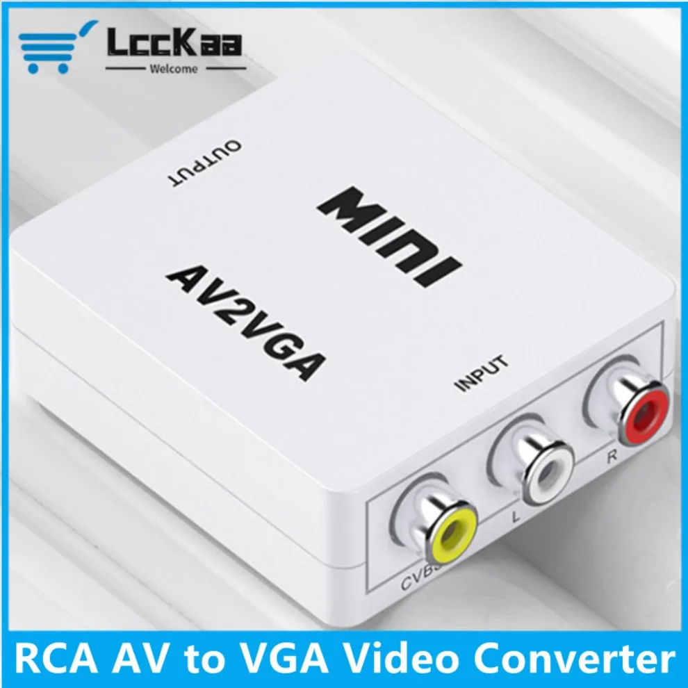 RCA AV to VGA Video Converter Adapter 1080P/720P RCA to VGA Video Convertor With 3.5mm Audio AV2VGA / CVBS + Audio to PC HDTV