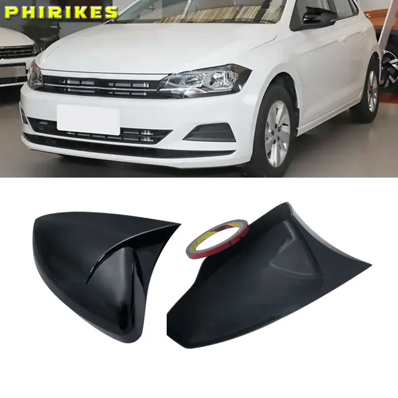 Rear View Mirror Cover For Volkswagen For VW Polo Mk6 AW GTI 2018-2021 OX Horn Car Caps Shell Trim Carbon Fiber Look Exterior
