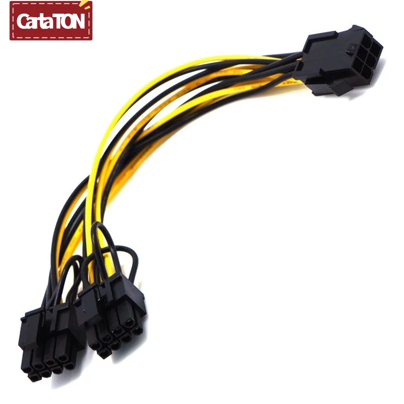 PCI-E 6-pin To Dual 6+2-pin (6-pin/8-pin) Power Splitter Cable Graphics Card PCIE PCI Express 6Pin To Dual 8Pin Power Cable