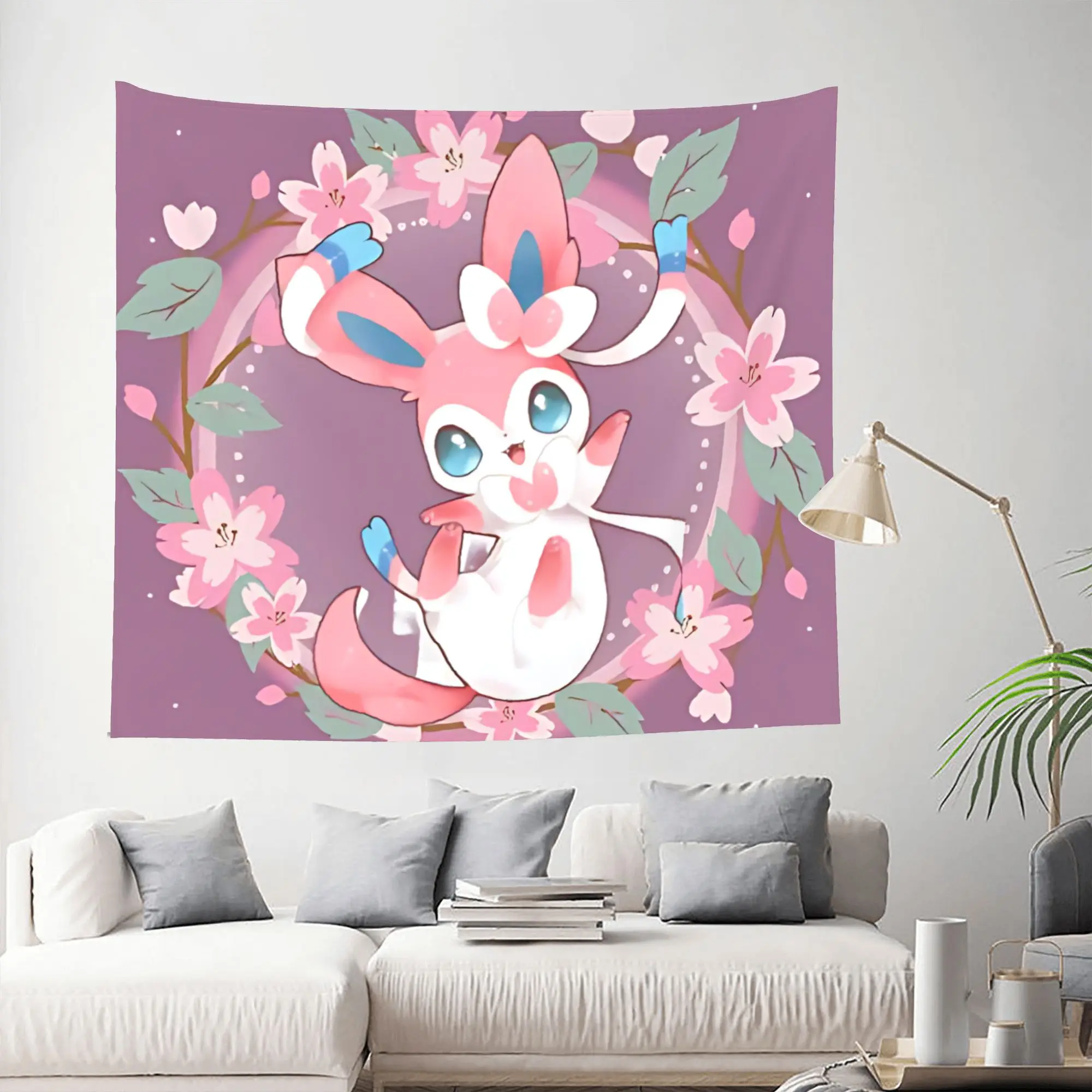 Pokemon Eevee Eeveelution Customized Cutecore Tapestry Sylveon Wall Hanging Blanket Tapestry Home Decor Items Wall Decorations