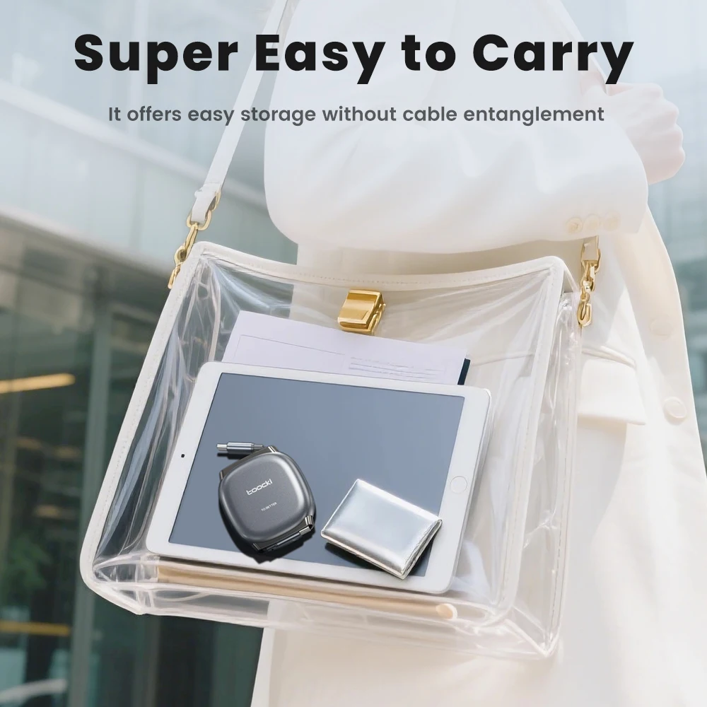 Toocki PD 100 واط USB كابل قابل للسحب نوع C إلى نوع C كابل شحن سريع آيفون 15 16 برو ماكس Xiaomi12 13 سامسونج S23 S24