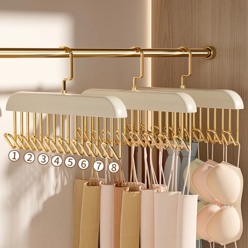 Multi-functional Suspender Hanger, Underwear, Vest Storage Tools, Household, Dormitory, Solid Wood Hook, Rotatable Wave Drying H