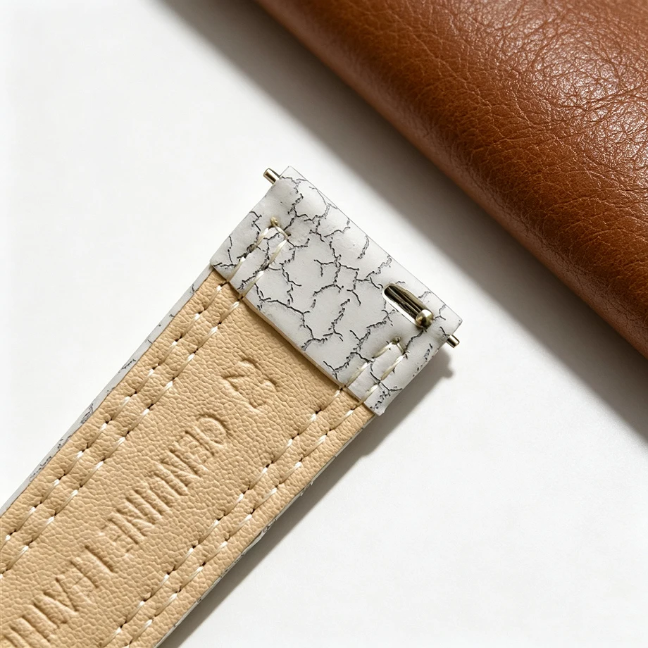 18/20/22mm Cracked Grain Leather Watch Strap Stainless Steel Buckle Replacement Wrist Band Multi‑Color Watch Accessories for Men