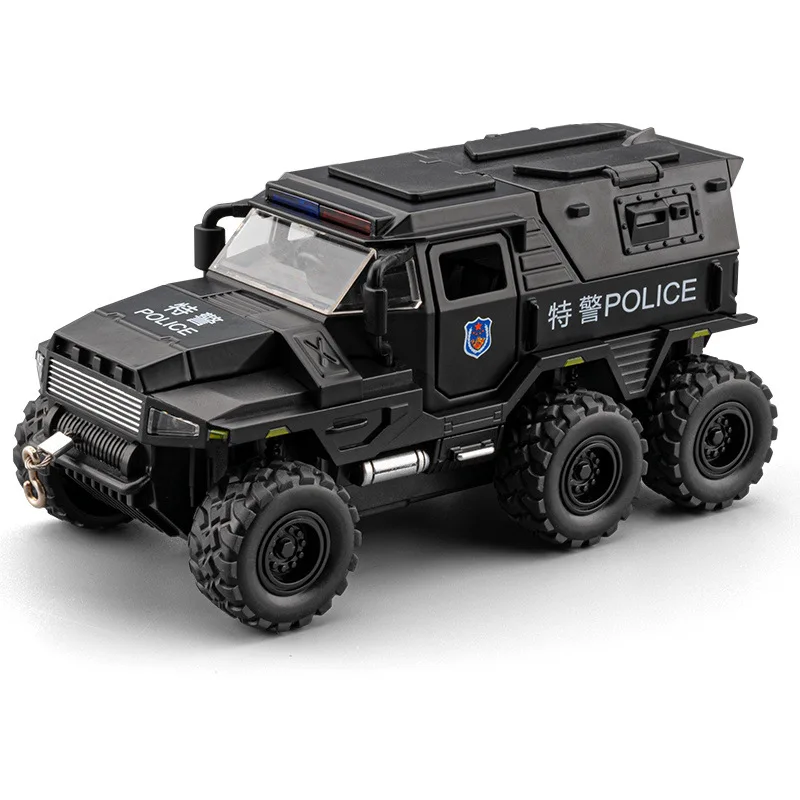 

1:32 Police Car Alloy Car Model Pull Back Sound and Light Boy Puzzle Teaching Aids Police Car Culture Collection