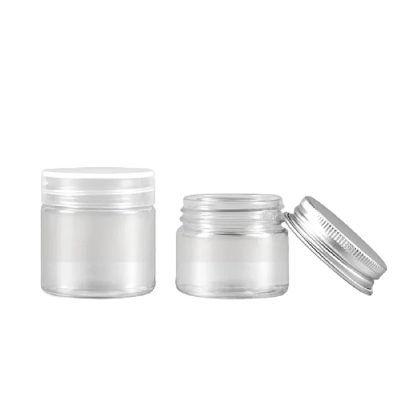 

20G 30G Empty Packing Plastic Cream Jar Clear Packaging Box PET Aluminum Cap Plastic Lid Portable Refillable Contaienr 50Pieces