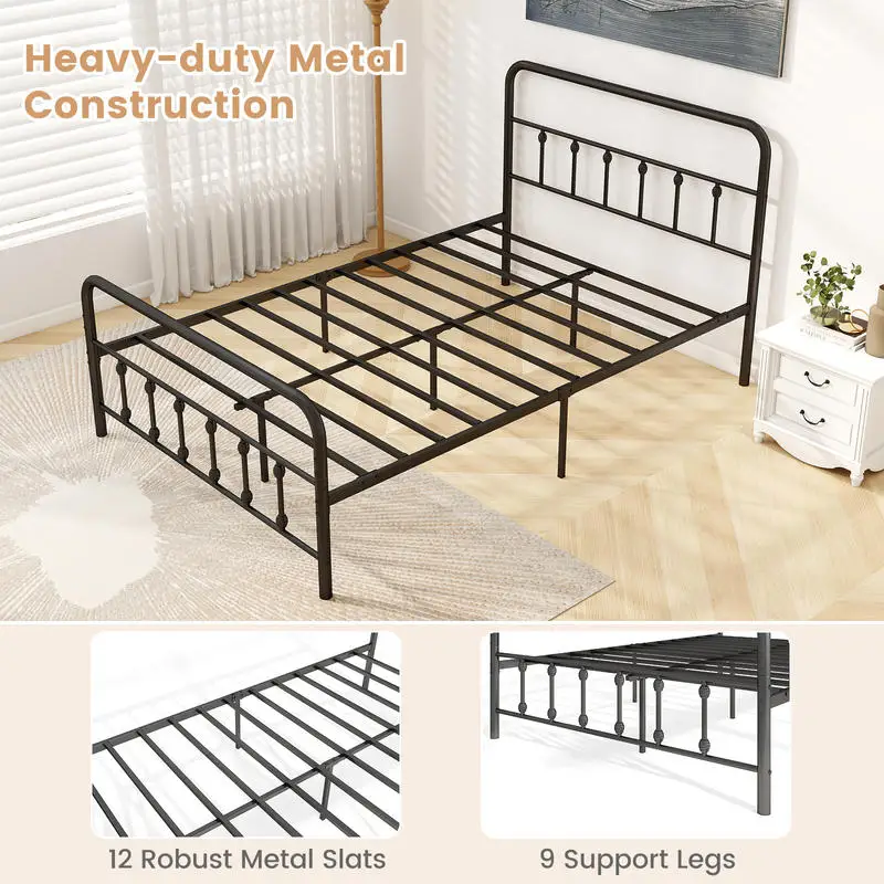 

Bed Frame with Headboard and Under Bed Storage Black-Full Size