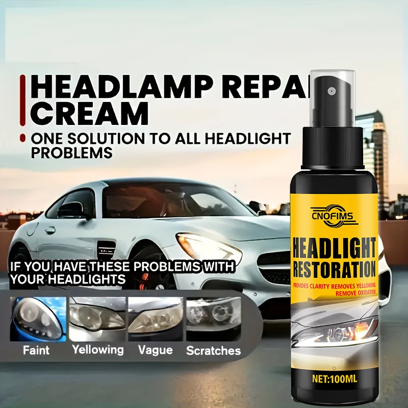 

Professional Car Headlight Restoration Agent - Removes Yellowing, Oxidation, and Fogging - Lens Polishing and Grinding Material