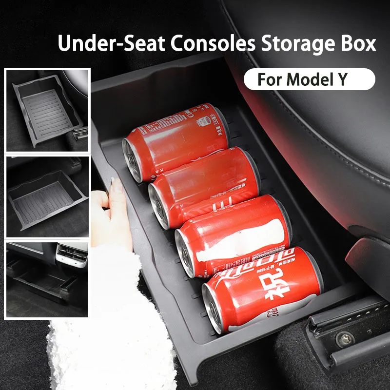 

Under Seat Storage Box For Tesla Model Y Centrol Console Organizer Underseat Hidden Store Space Bin Interior Accessories TPE
