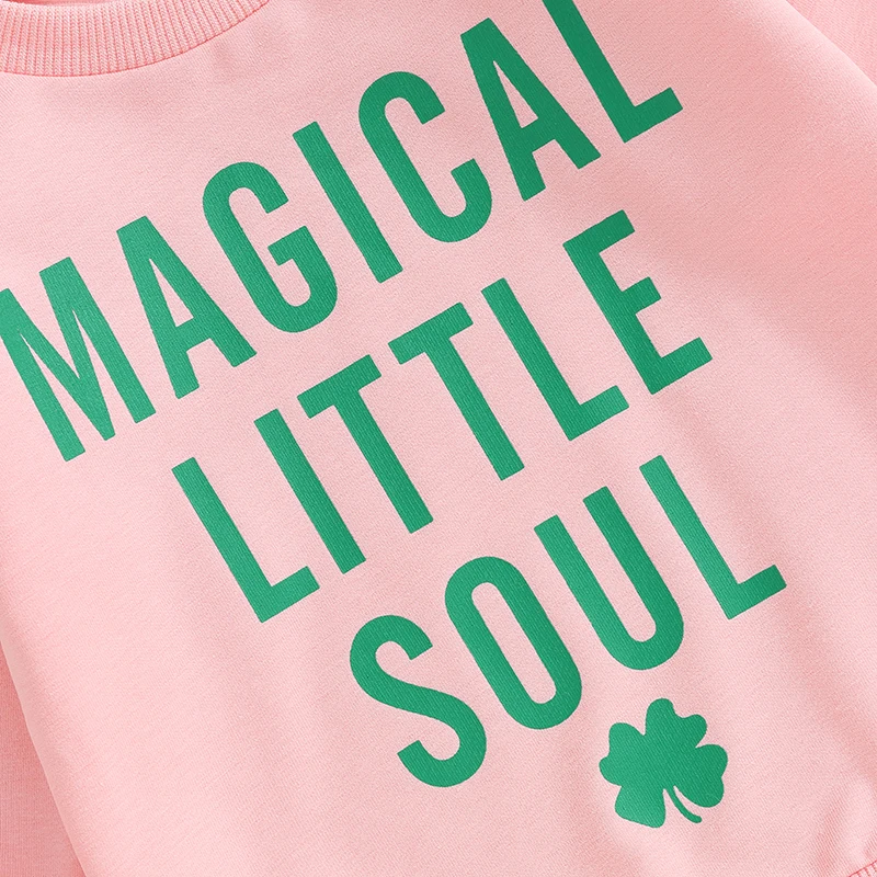 Toddler Baby Boy Girl St Patrick s Day Outfit Long Sleeve Lucky Charm Print Sweatshirt Four Leaf clover Clothes