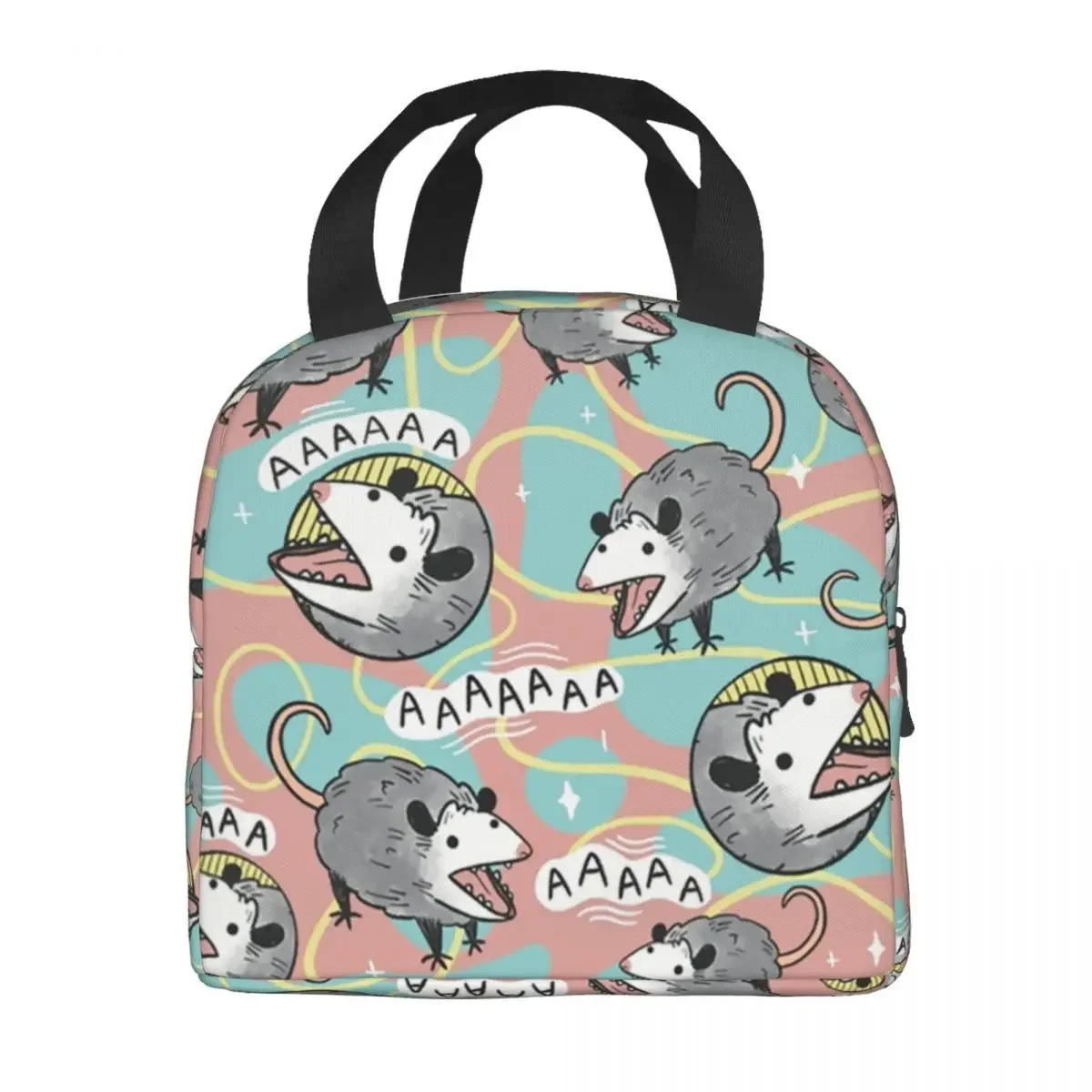 Opossum Screm Insulated Lunch Bag for Camping Travel Animal Pet Resuable Thermal Cooler Lunch Box Women Kids