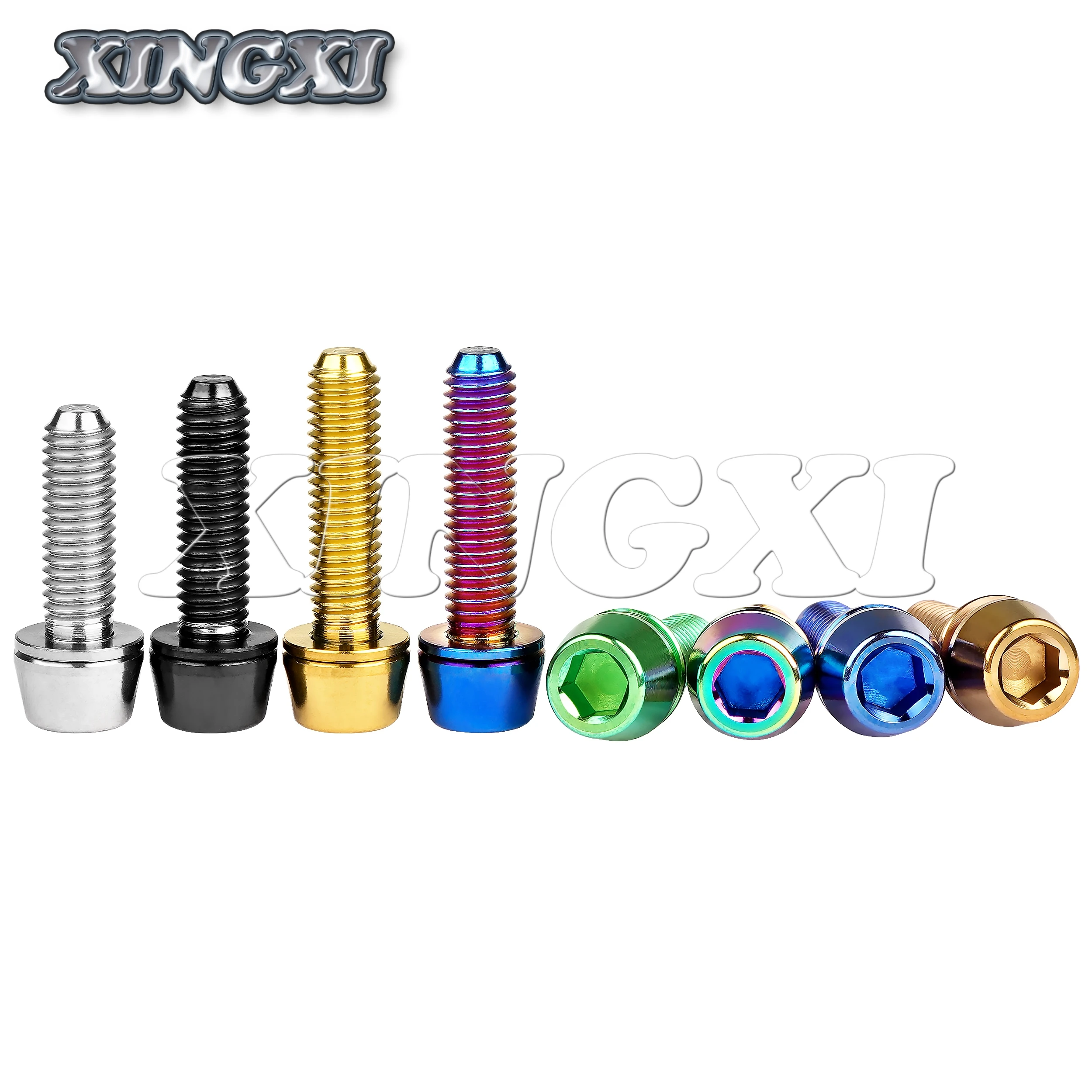 Xingxi Titanium Cone Head Bolts M5/M6X16 18 20 25mm Conical Head Srews With Washer Bicycle Srews For Bike Stems
