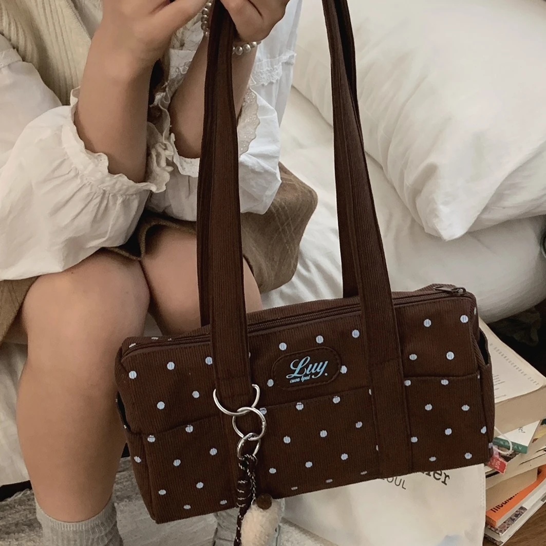 

Y2k Aesthetic Dot Women 2026 Trendy Fashion Shoulder Bags All Match Casual Office Lady Handbags Vintage Ins Simple Underarm Bag