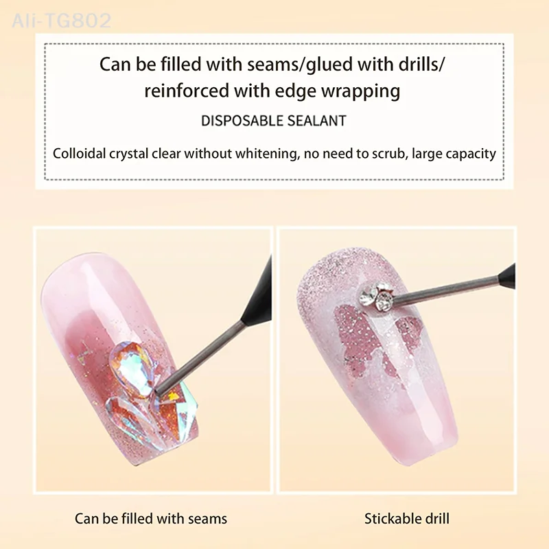 กาวติดเล็บปลอมแบบซุปเปอร์สตรอง 10 มล. สำหรับตกแต่งเล็บ 3 มิติ ไม่ต้องเช็ดขอบ เจลซีลขอบ กาวติดเล็บ