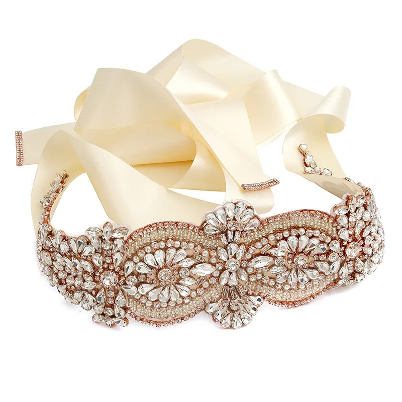 

Блестящий кристалл, свадебное платье, пояс и пояс, розовое золото, жемчуг, аксессуары, женский пояс