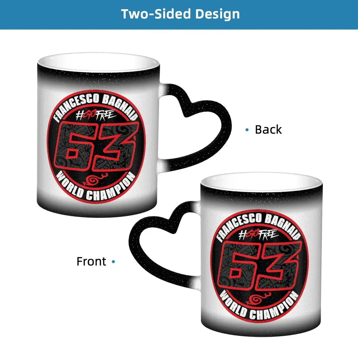 Pecco Bagnaia 63 Mug Funny Ceramic Coffee Cups Tea Mugs Milk Cup Drinkware Gifts for Friends