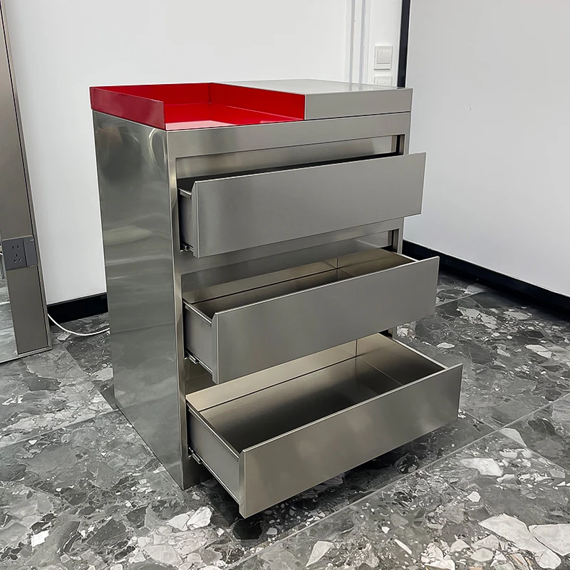 Internet Celebrity Commercial Barber Salon Tool Storage Cabinet Stainless Steel Three Layer Modern Mall Hotel