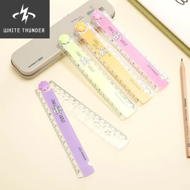 

30 CM Kawaii Cute Kawaii Study Time Folding Ruler Multifunction DIY Drawing Rulers For Kids Students Office School Stationery